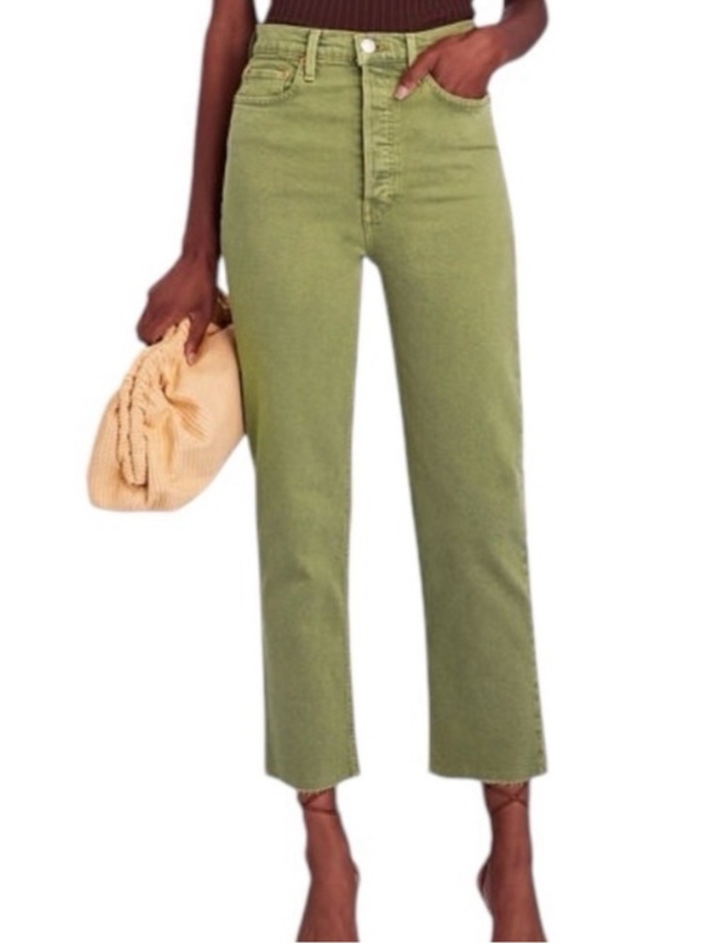 RE/DONE Washed Sage 70s Ultra High-Rise Stove Pipe Jeans Size 30 193-3WUHRTV NWT